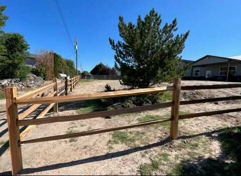 Split-rail cedar fence